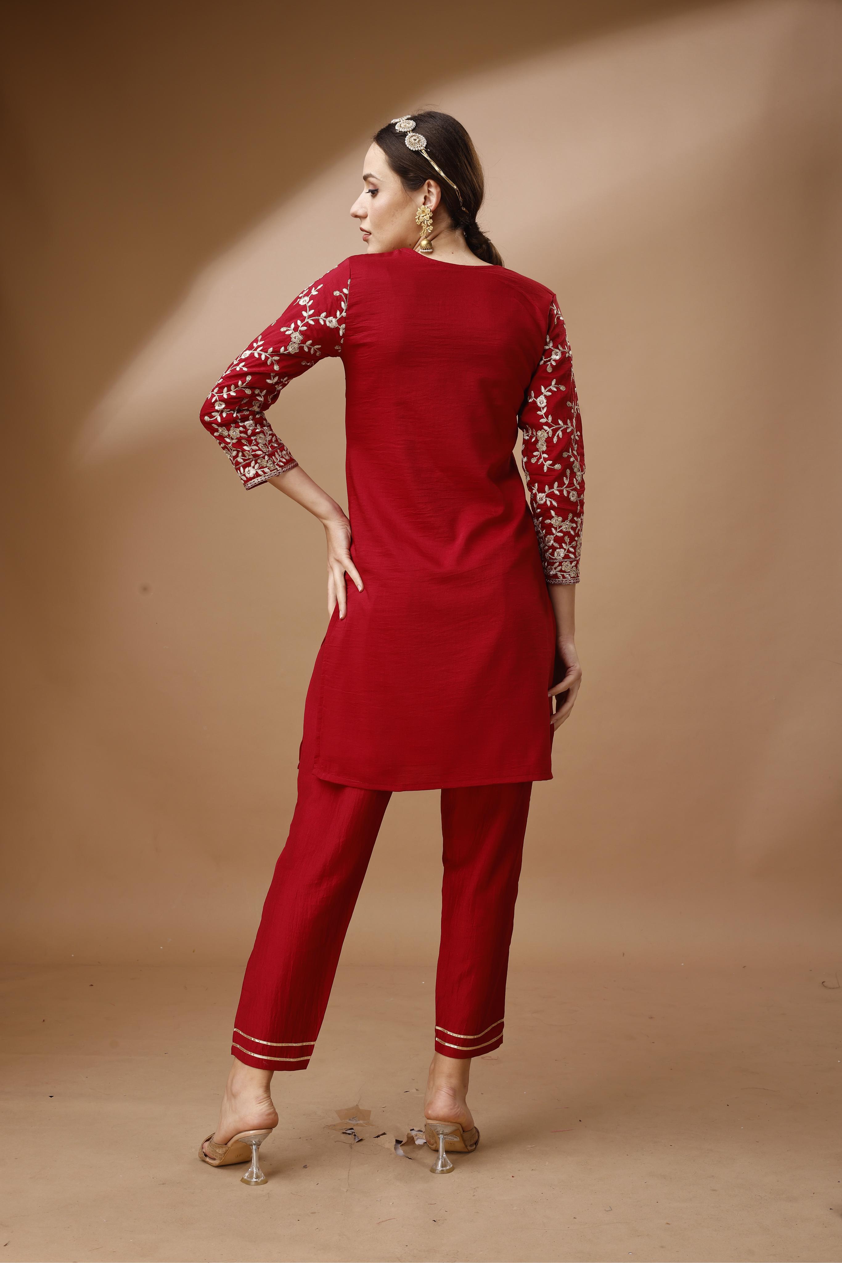 Zari Embroidered Tunic With Trouser Co-Ords